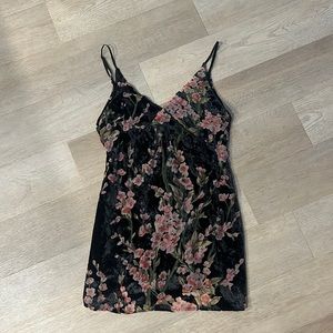 Black Velvet with flowers Dress